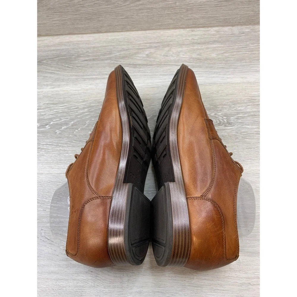 Cole Haan Grand.OS Men's 9.5 M British Tan Leather Apron Split Toe Derby
